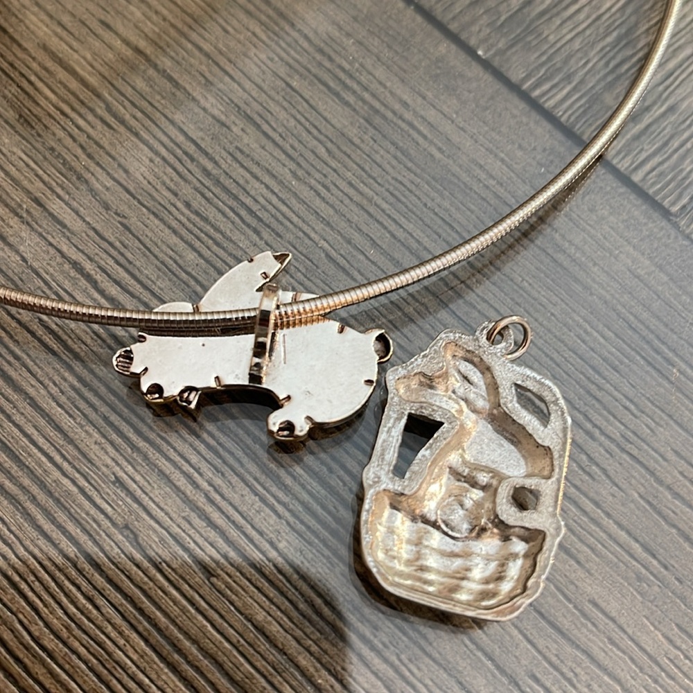 Vintage Round Wire Necklace with Rabbit - Easter Charms - Pendants, Silver-tone - Picture 3 of 13